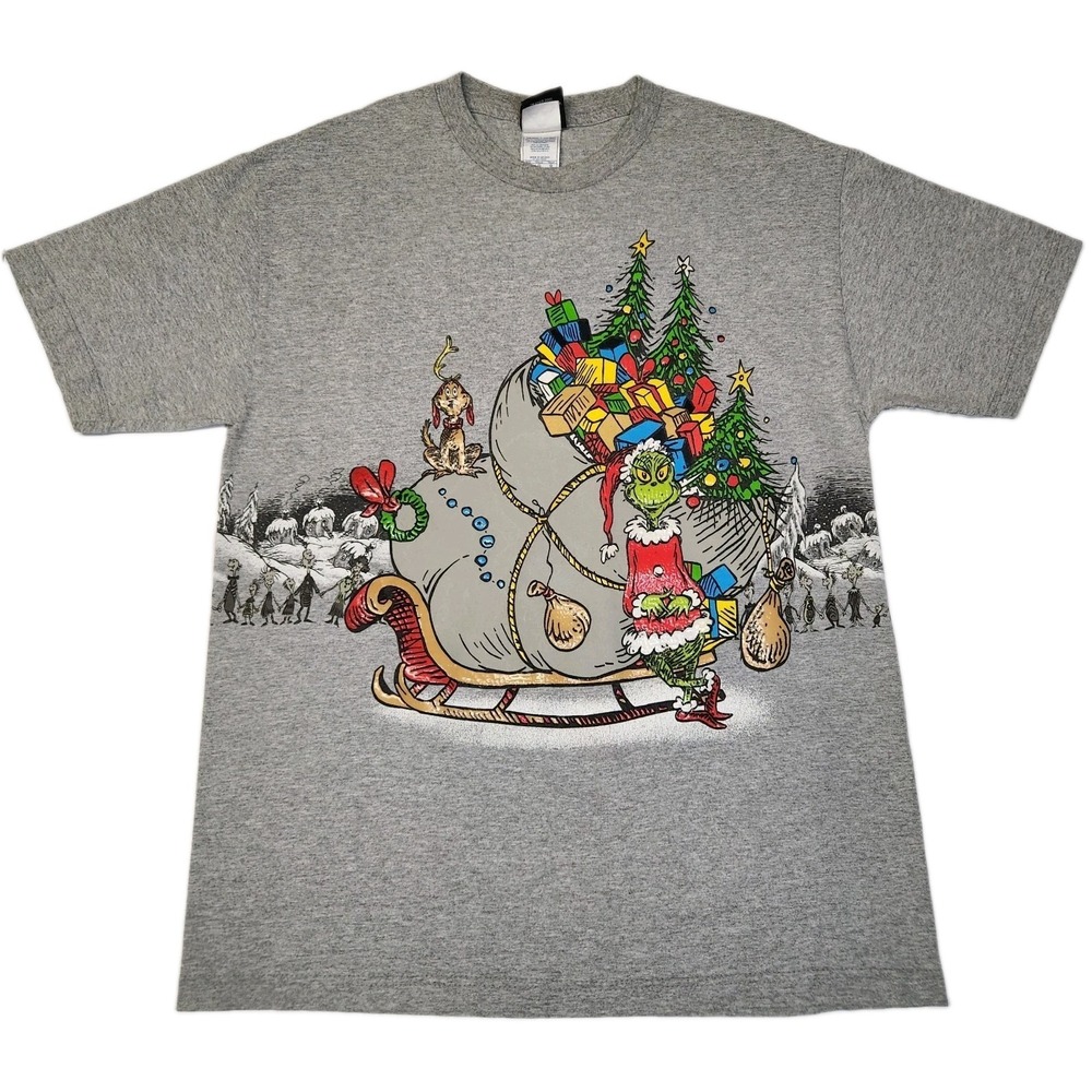Vintage Dr Seuss Shirt Mens Large The Grinch Christmas Tree 2001 Wrap Around Y2K